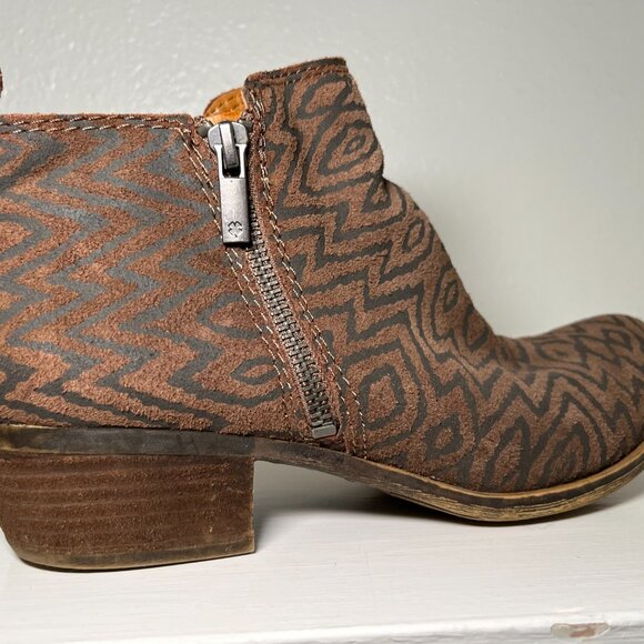 Lucky Brand Basel Booties Womens Size 8.5 Tribal Boho Ankle Boots Leather Suede - Picture 12 of 15